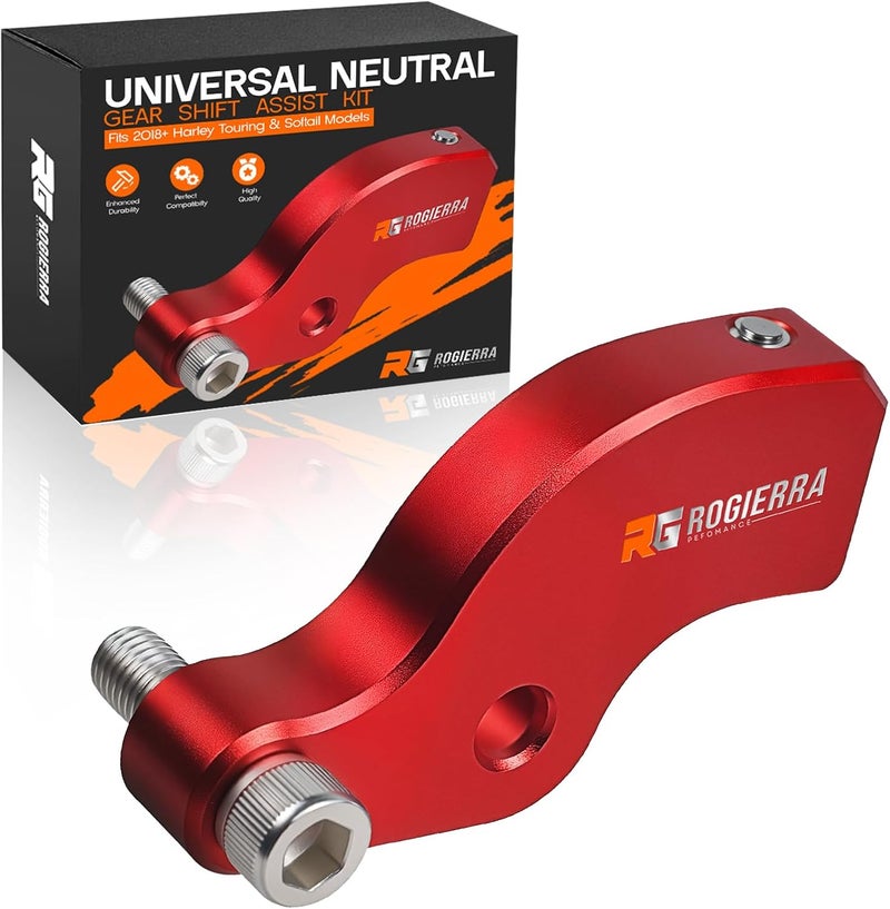 Rogierra Ez Shift Neutral Gear Assist Kit for Harley- CNC Machined ShiftLever, Easy Neutral Finder, Fits 2018-2025 Touring(ElectraGlideRoad Glide/Tri Glide) & Softail (Fat Boy 114) Motorcycles(Red) - Image 1